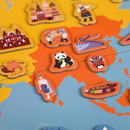 Mideer - Magnetic World Map Board - 148-Piece Geography Learning for Kids