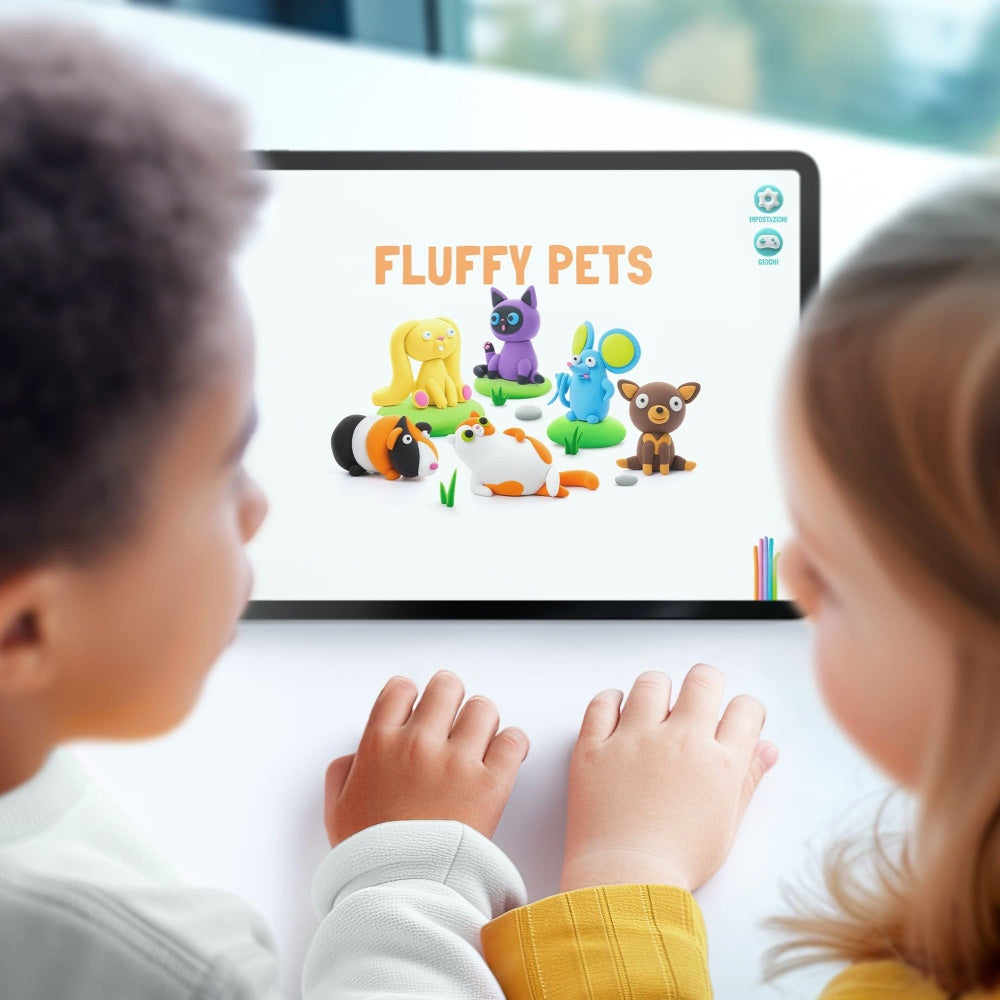 Hey Clay - Modelling Air-Dry Clay with Fun Interactive App - Bunny, series Fluffy Pets, 3 cans