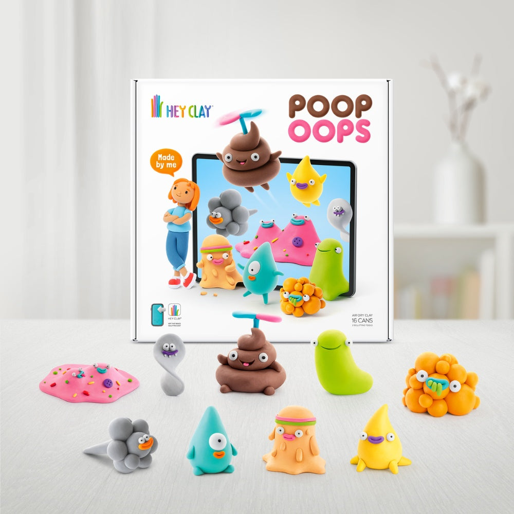 Hey Clay - Modelling Air-Dry Clay with Fun Interactive App - Poop Oops, 16 cans
