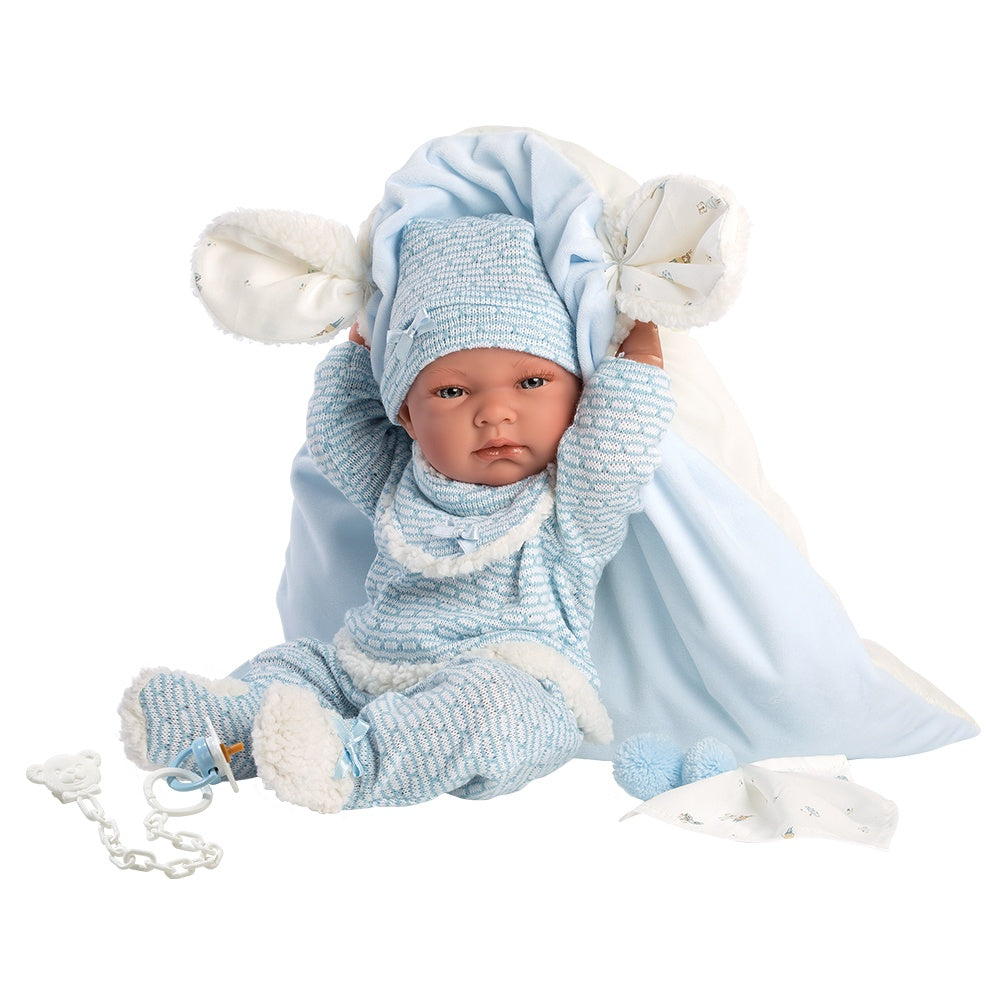 Llorens - Anatomically Correct Baby Boy Doll with Blue Outfit & Cushion: Nico - 40cm