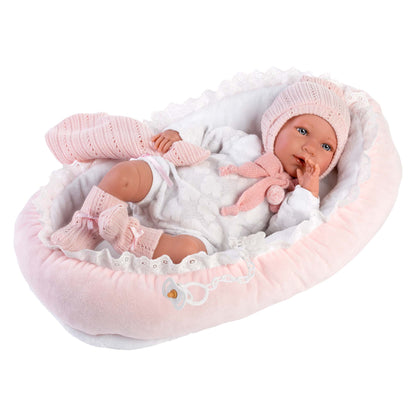 Llorens - Baby Girl Doll with Clothing, Accessories & Pink Crib - 42cm (Mechanism Optional)