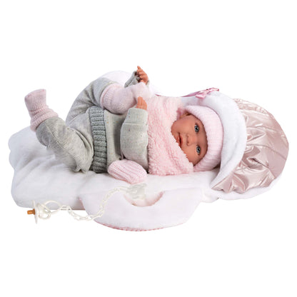 Llorens - Baby Girl Doll with Crying Mechanism, Carry Cot, Clothing & Accessories: Mimi - 42cm