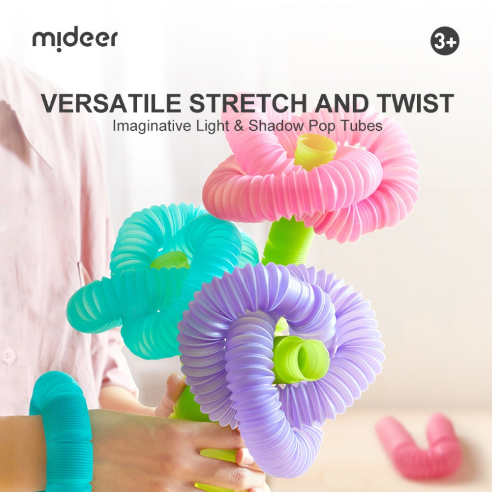 Mideer - Glow Pop Tube Sensory Fidget Toy with Light-Up Balls for Kids
