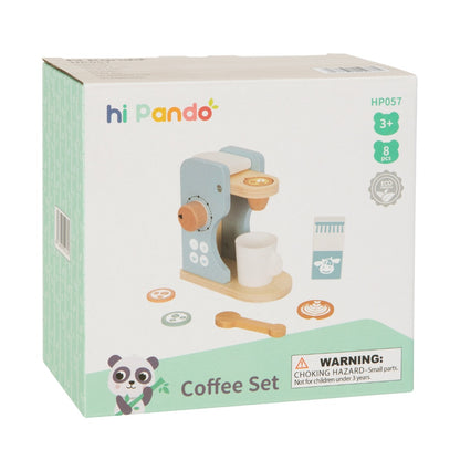 hi Pando - Pretend & Play - Wooden Coffee Maker Set - 8pcs