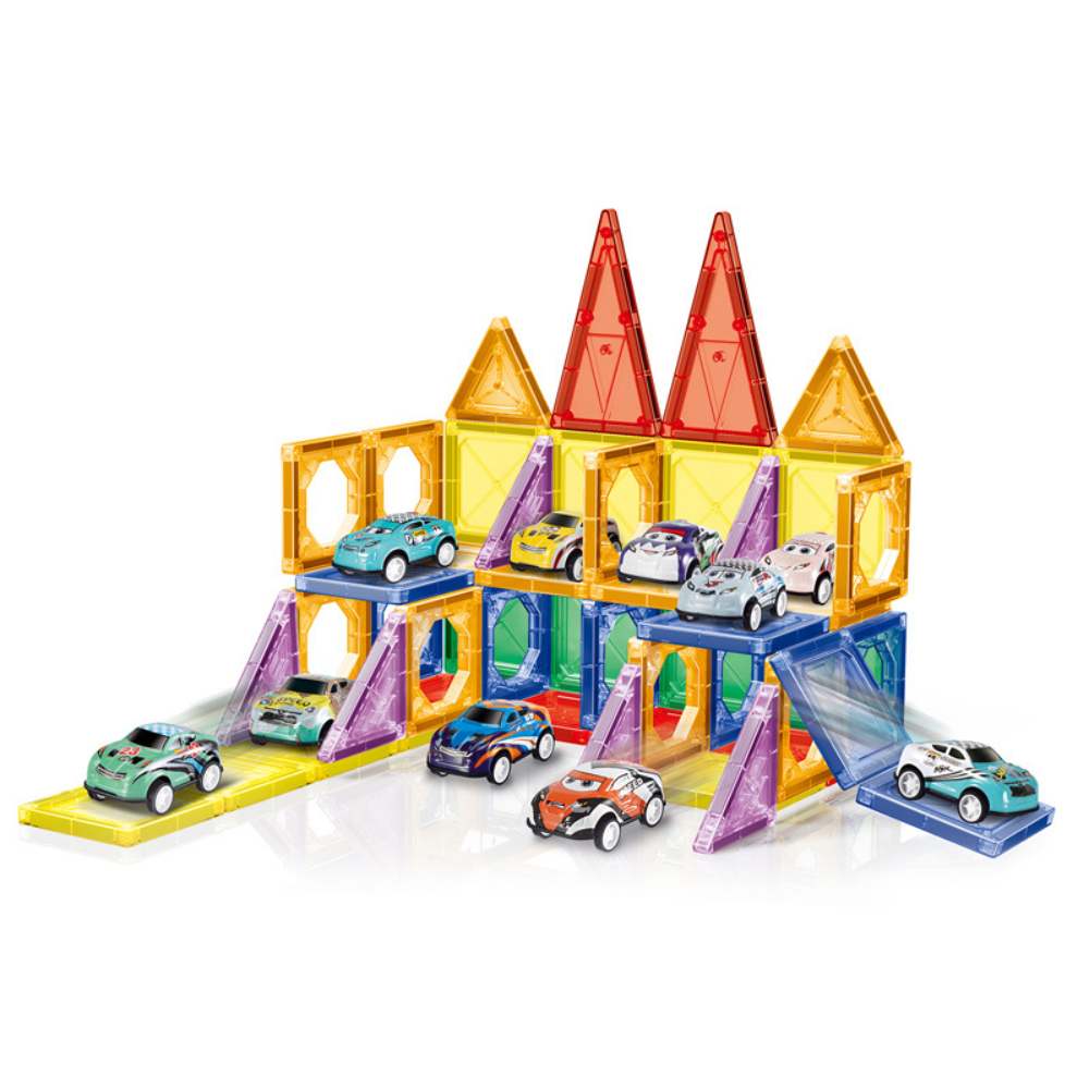 Cogo - Magnetic Tiles with Cars Set - 68 Pieces