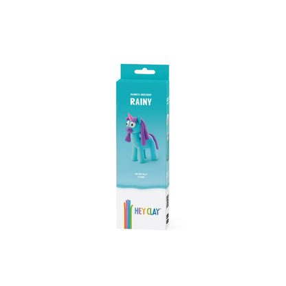 Hey Clay - Modelling Air-Dry Clay with Fun Interactive App - Rainy, Series Rainbow Unicorns, 3 cans