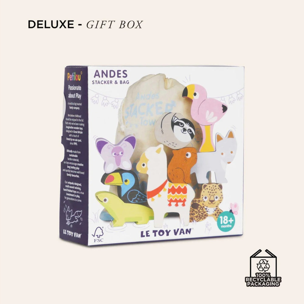 Le Toy Van - Wooden Andes Stacking Animals & Bag - 10pcs