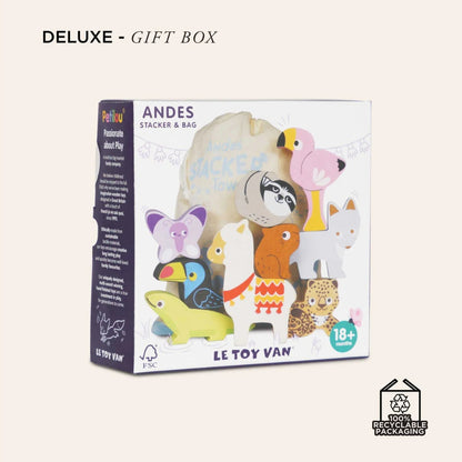 Le Toy Van - Wooden Andes Stacking Animals & Bag - 10pcs