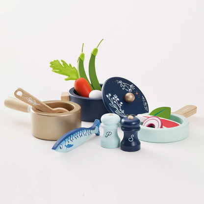 Le Toy Van - Wooden Pots & Pans Kitchen Accessories - 7pcs