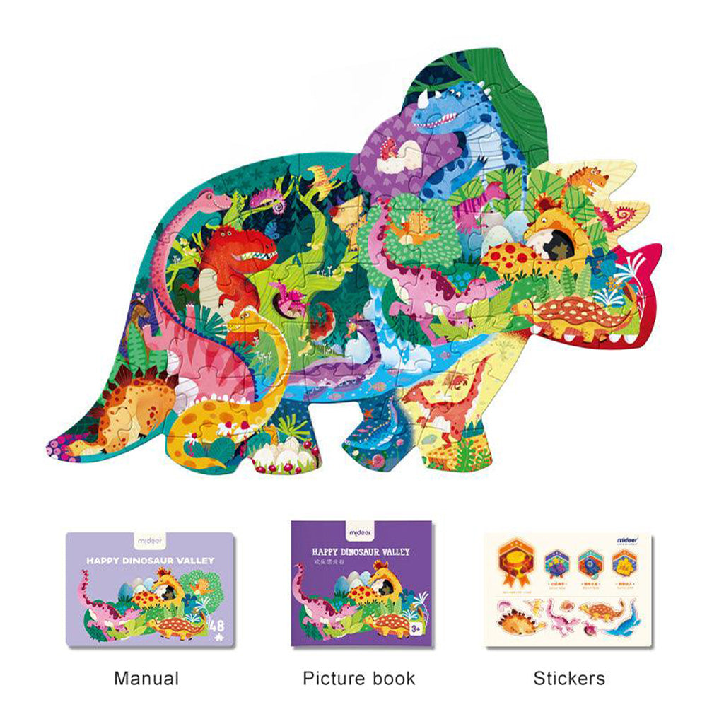 Mideer - Shaped Puzzle Happy Dinosaur Valley 48 Piece