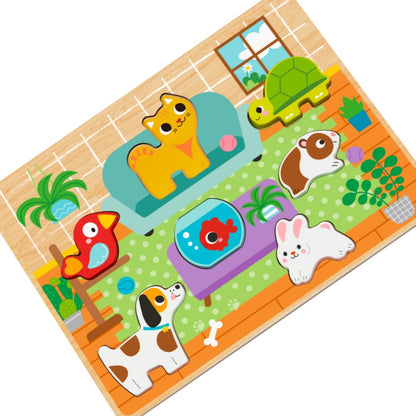 hi Pando - Chunky Wooden Puzzle - Pets - 8pcs