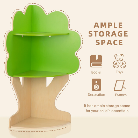 TookyToy - Tree Bookshelf for Kids Reading Nook, Corner Bookcase