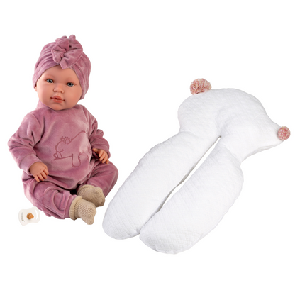 Llorens - Baby Girl Doll with Clothing & Sleeping Cushion: Abril - 42cm