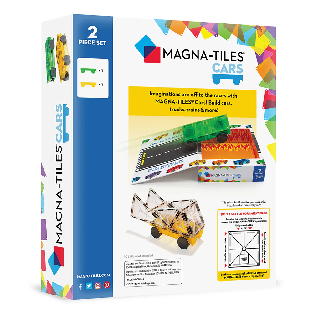 Magna-Tiles - Magnetic Construction Set - Cars Expansion set - 2pcs