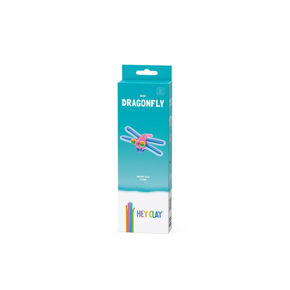 Hey Clay - Modelling Air-Dry Clay with Fun Interactive App - Dragonfly, series Bugs, 3 cans