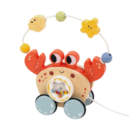 TookyToy - Wooden Pull Along Crab Bead Maze Toy