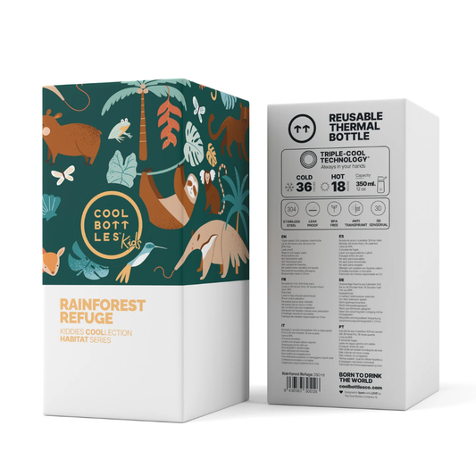 Cool Bottles - Kiddies Triple-Insulated Water Bottle - Rainforest Refuge 350ml