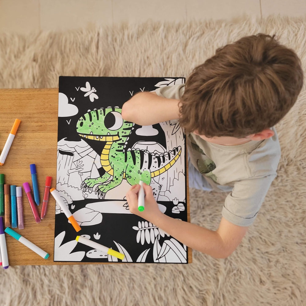 TookyToy - Velvet Colouring Kit - Dinosaur - Motherhood
