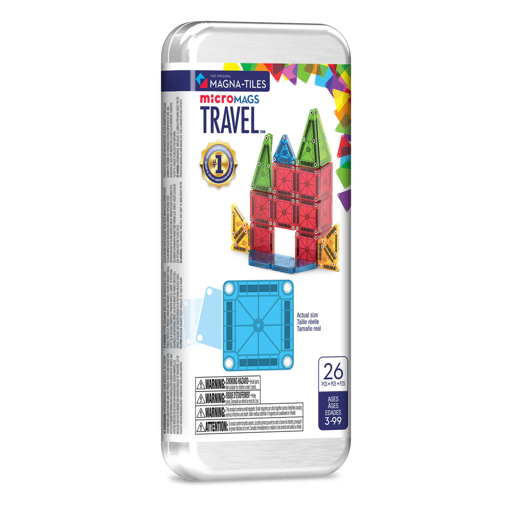 Magna-Tiles - Magnetic Construction Set - microMAGS Travel Tin Set - 26pcs