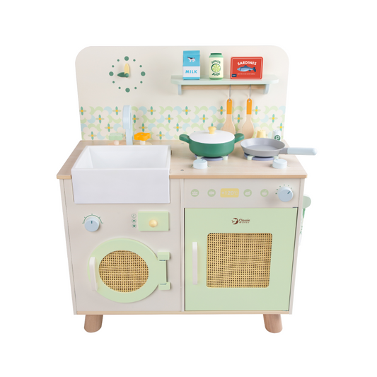 Classic World - Pretend & Play - Wooden Natural Kitchen - 16pcs
