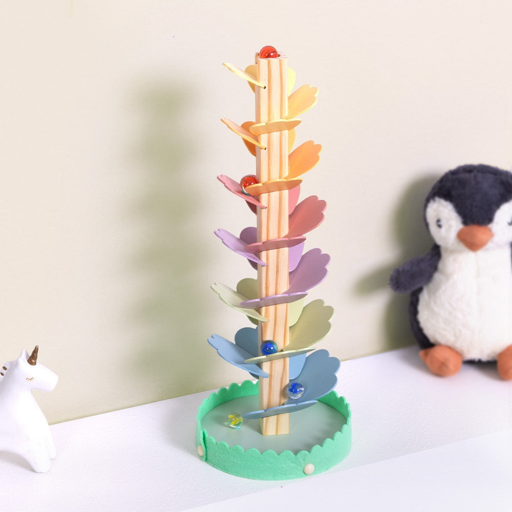 TookyToy - Wooden Ball Track Tree Toy with Spinning Leaves