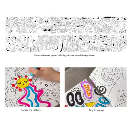 TookyToy - 2-in-1 Dot Art Painting Kit and Colouring Roll: 10 Colours