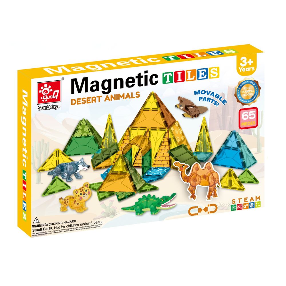 Magnetic Tiles - Wild Animals Set - 65 Pieces