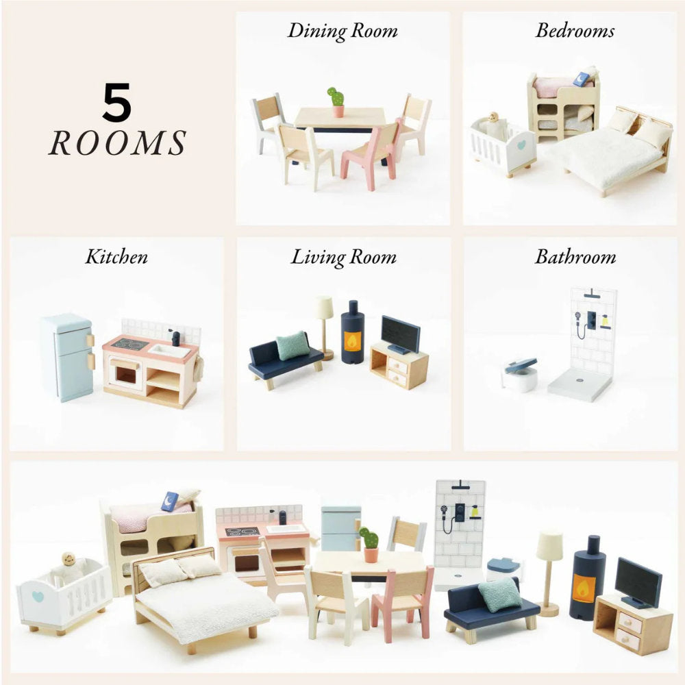 Le Toy Van - Complete Dolls House Furniture Set - 35pcs