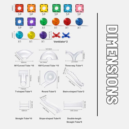 Mideer - Colourful Magnetic Tiles Building Set - Marble Run - 100pcs