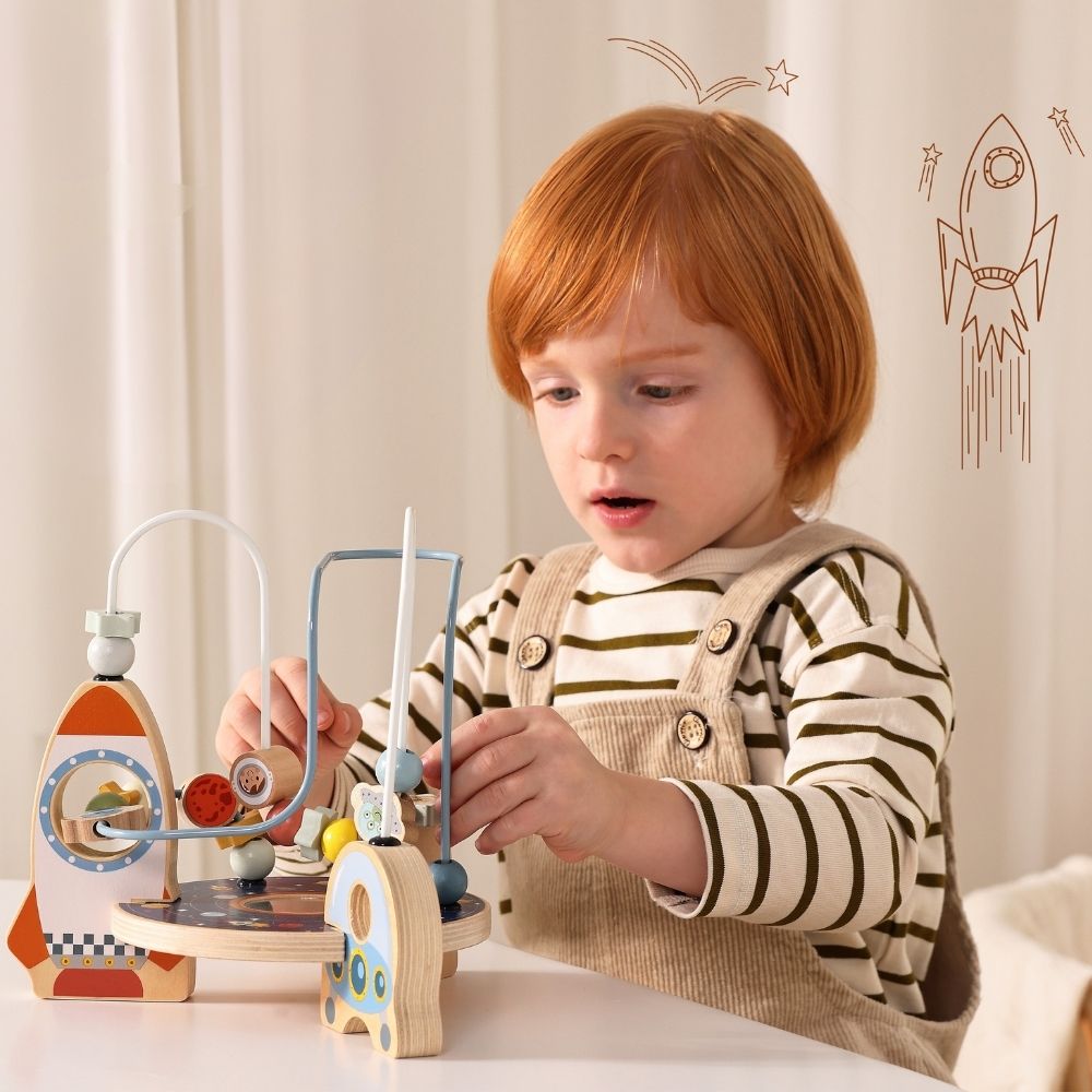 TookyToy - Wooden Bead Maze Acitivty Toy - Space - Motherhood