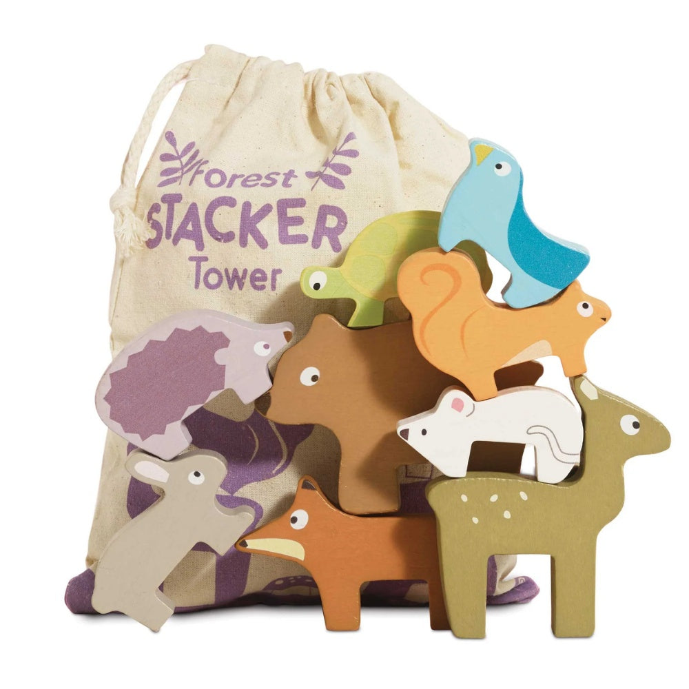 Le Toy Van - Wooden Woodland Stacking Forest Animals & Bag - 10pcs