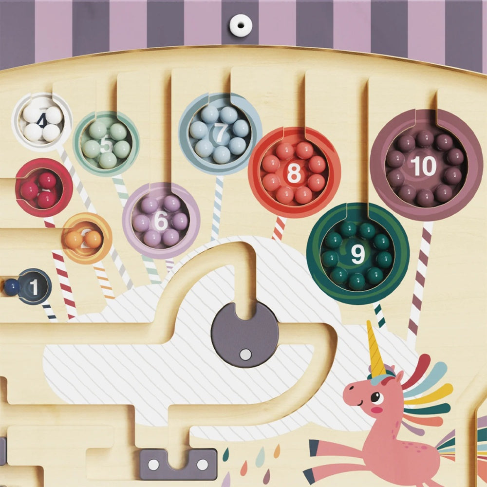 TopBright - Wooden Unicorn Magnetic Maze - Colour Sorting & Matching