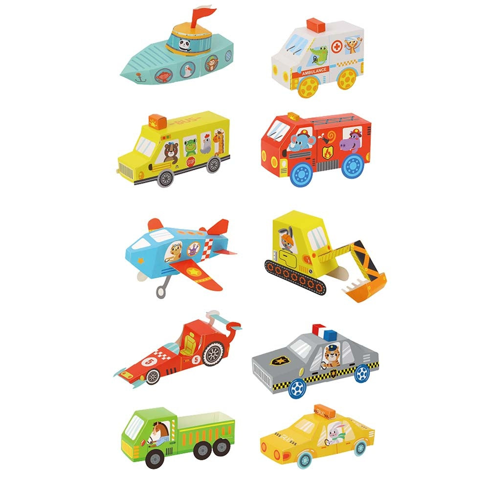 TookyToy - Let's Fold 3D Origami Paper Kit - Traffic