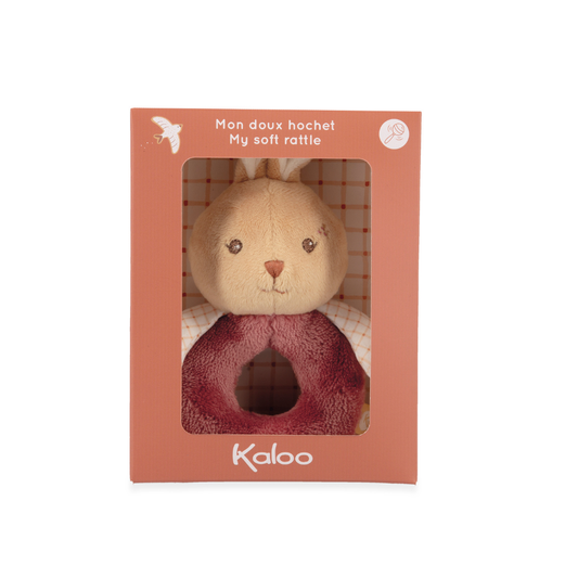 Kaloo - Rattle Soft Toy - Burgundy Rabbit
