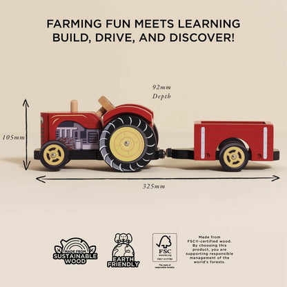 Le Toy Van - Wooden Farmyard Tractor & Trailer