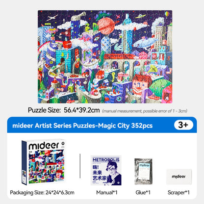 Mideer - Artist Puzzle: Metropolis - 352 Piece Illustrated City Jigsaw for Kids