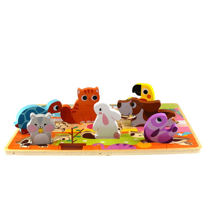 TookyToy - Wooden Chunky Pet Animals Puzzle