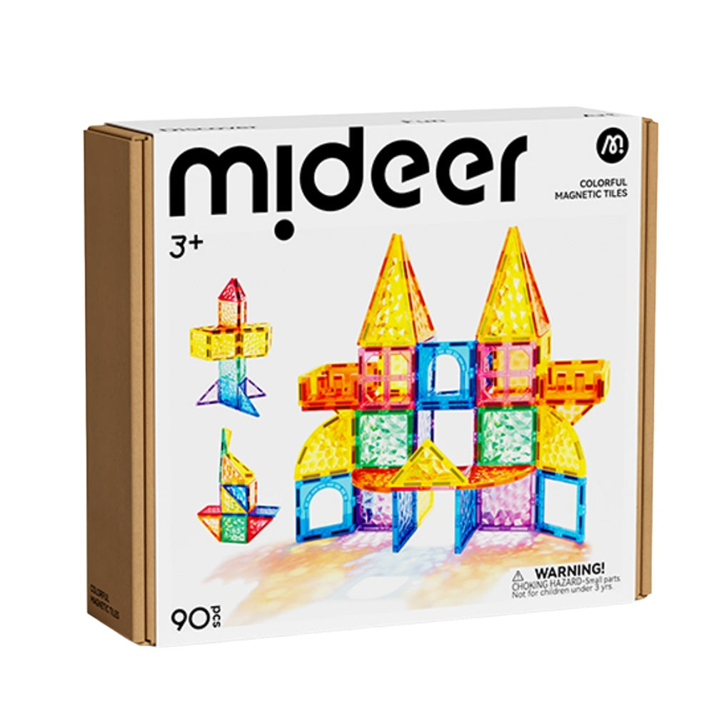 Mideer - Colourful Magnetic Tiles Building Set - Iridescent Rainbow - 90pcs