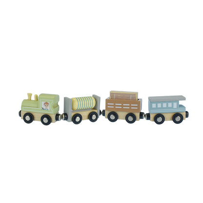TookyToy - Wooden Train Set - Pastel - 13 Pieces - Motherhood