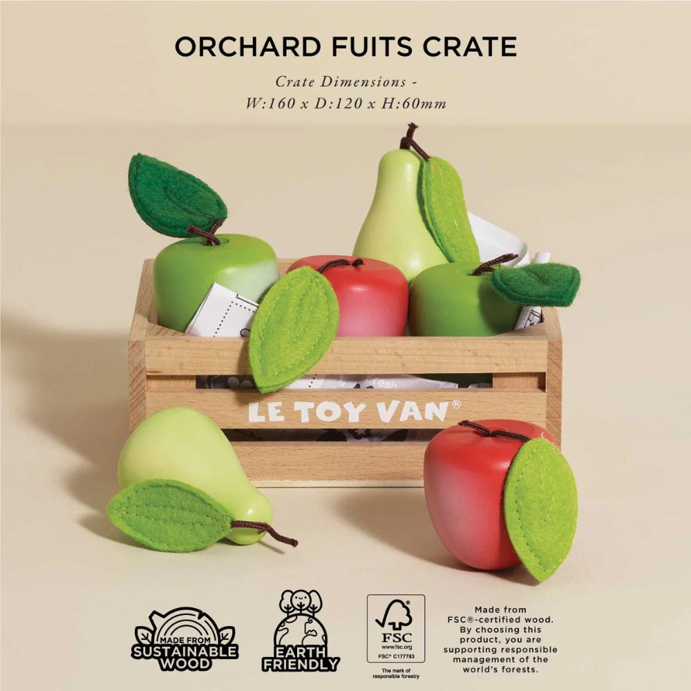 Le Toy Van - Wooden Orchard Fruits Food Crate - 8pcs