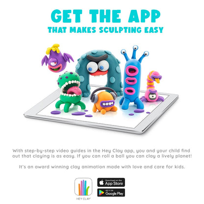 Hey Clay - Modelling Air-Dry Clay with Fun Interactive App - Scorpio, series Aliens, 3 cans