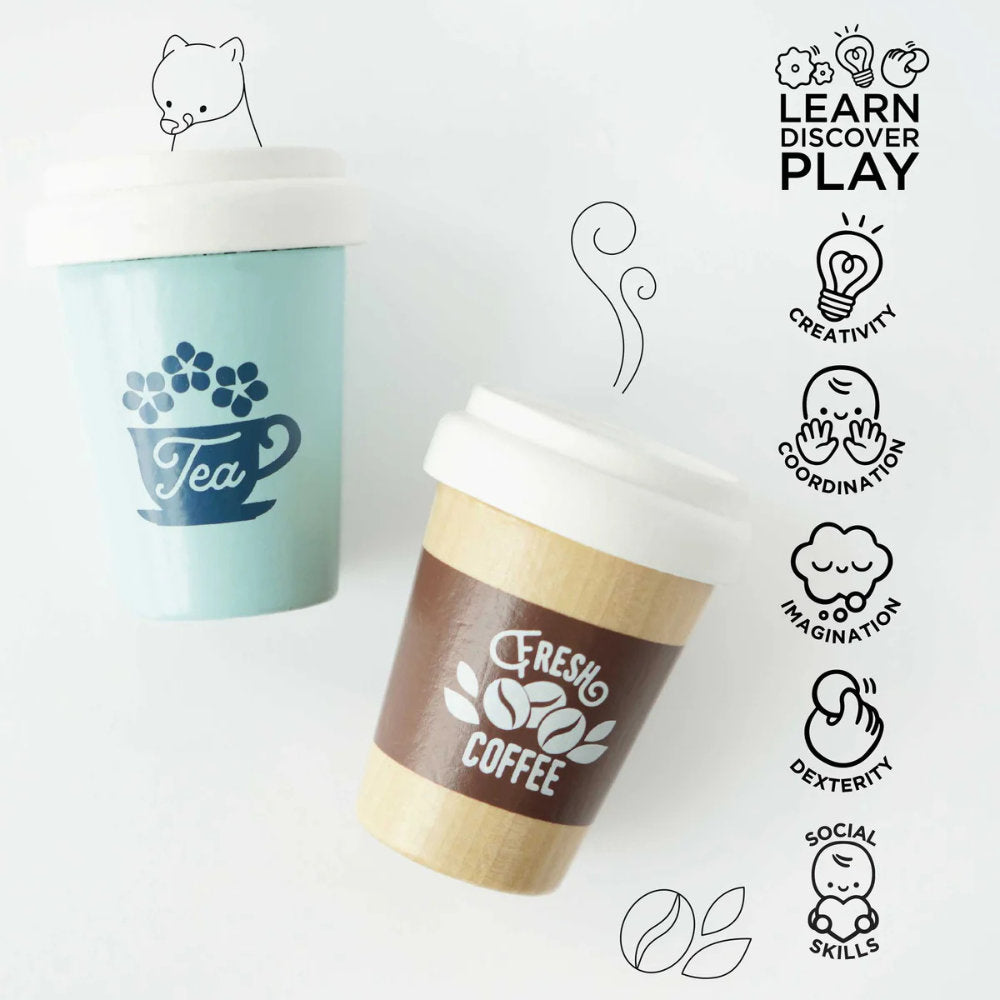 Le Toy Van - Wooden Tea & Coffee Re-Useable Eco Cups - 2pcs
