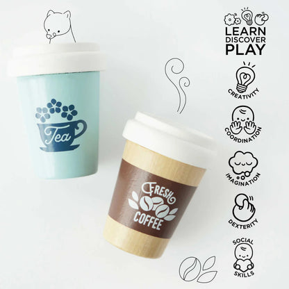 Le Toy Van - Wooden Tea & Coffee Re-Useable Eco Cups - 2pcs