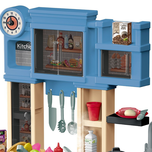 Cogo - Pretend & Play Kitchen Set with Light & Sound Effects - Blue - 79 Pieces