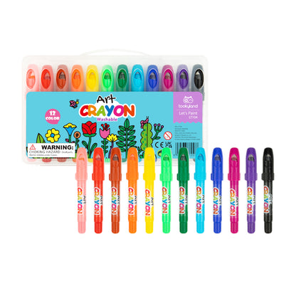 TookyToy - Twistable Washable Silky Crayons in Carry Case - 12 Colours - Motherhood