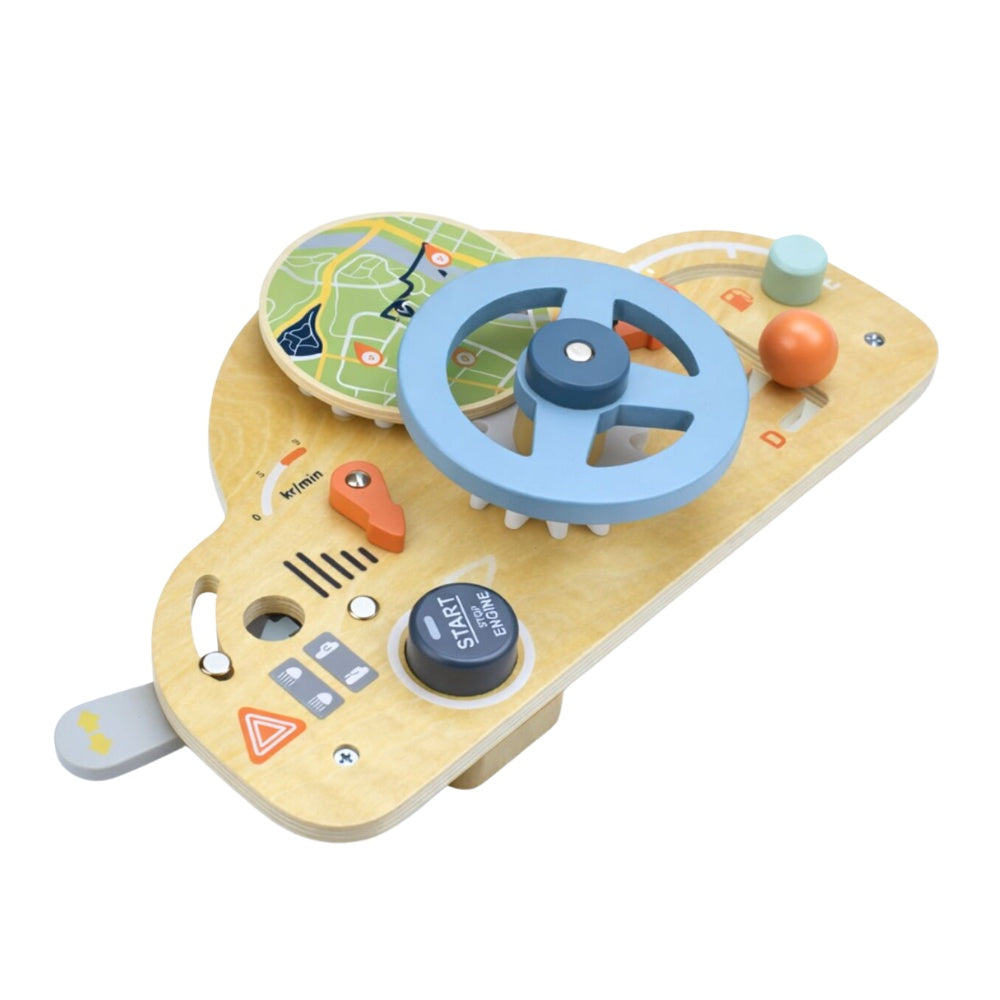 TookyToy - Wooden Drive Busy Board - Montessori Activity for Toddlers