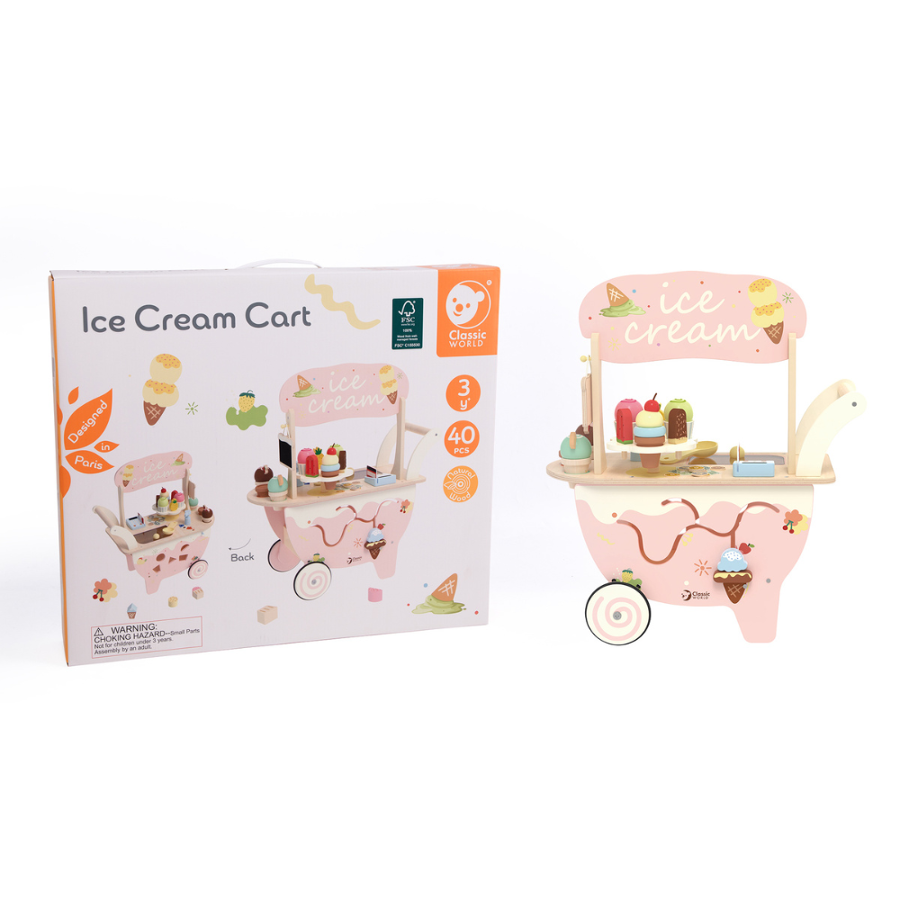 Classic World - Pretend & Play - Wooden Ice Cream Cart - 40pcs