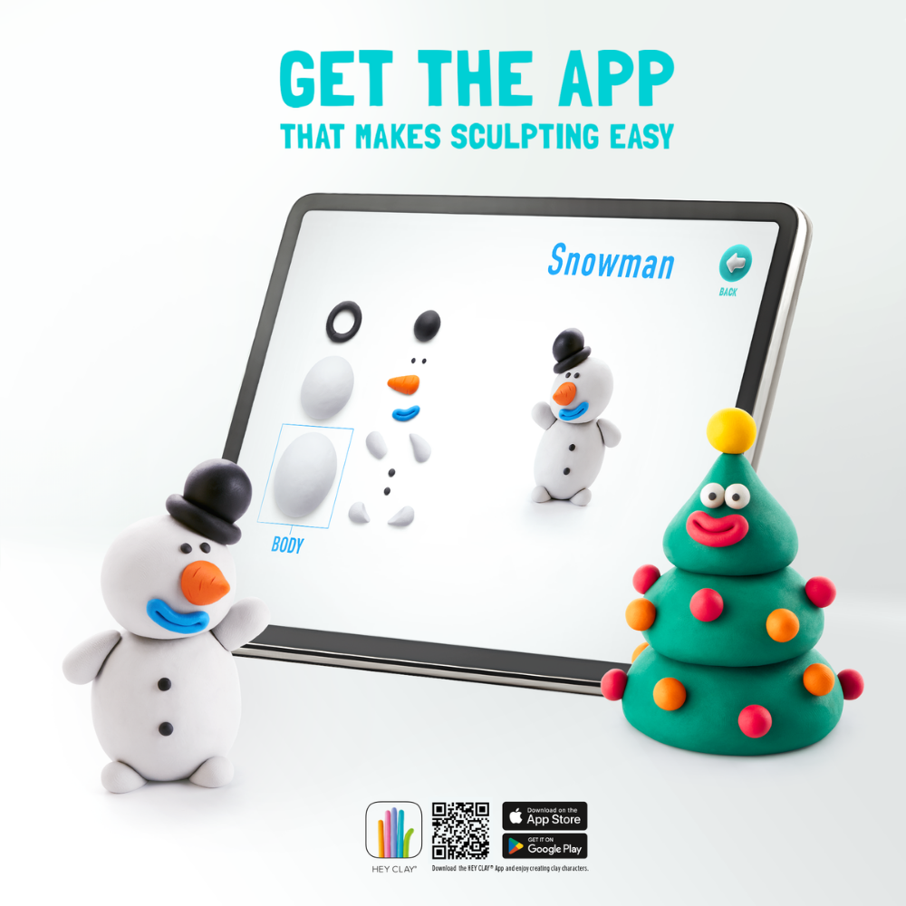 Hey Clay - Modelling Air-Dry Clay with Fun Interactive App - Polar Bear, Christmas Series, 5 cans