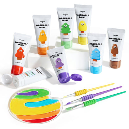 Jar Meló - Washable Squeezy Paint Set for Kids - 8 Colours with Brushes & Palette