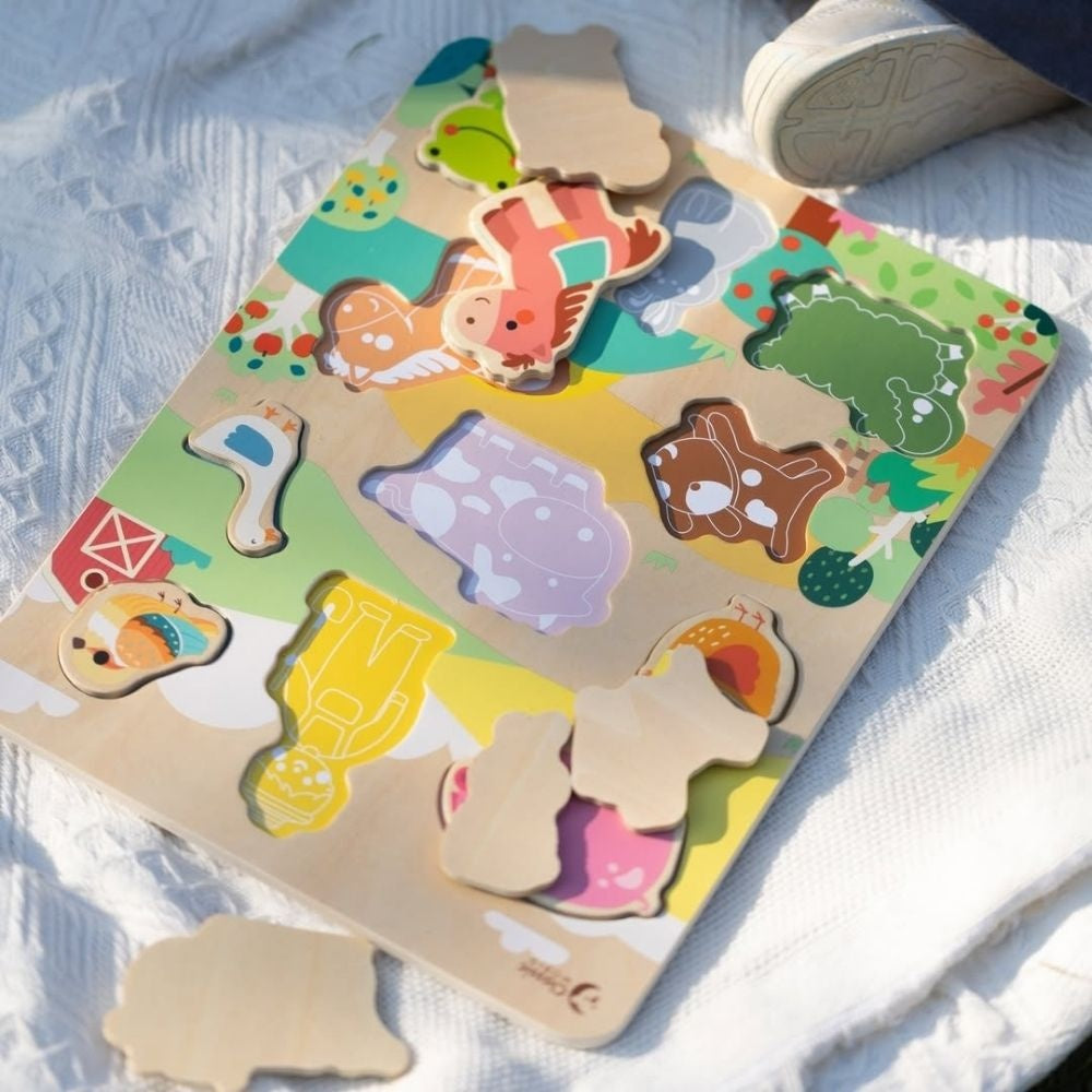 Classic World - Wooden Puzzle - Farm Animals - 12pcs